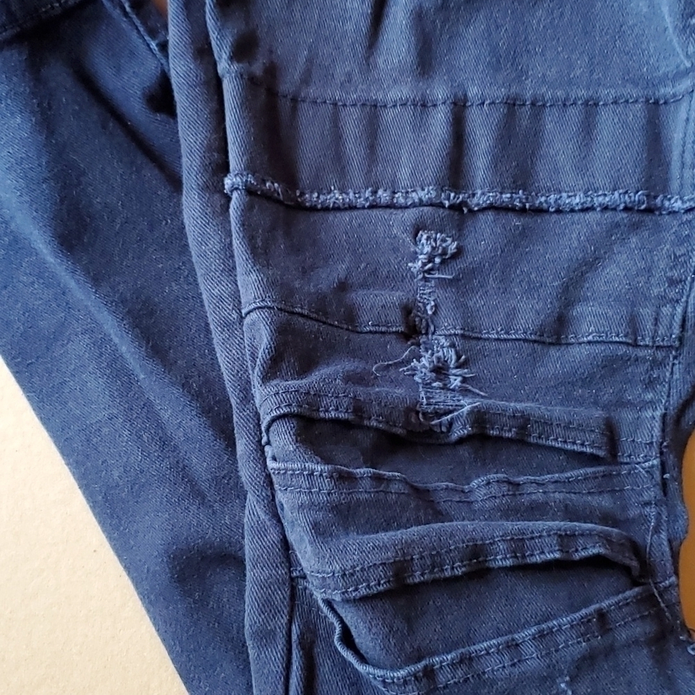 Platform 100 (p100) dark Navy blue distressed jeans sz 34 x 34 - Picture 7 of 12